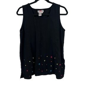 Vintage Zero Line "Maternity" Linen Embroidered Rainbow Floral Women Large - XL